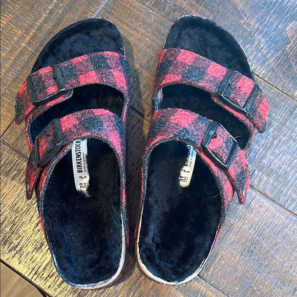 Birkenstock Arizona Plaid Sandals - Red and Black NWOT - Picture 3 of 4